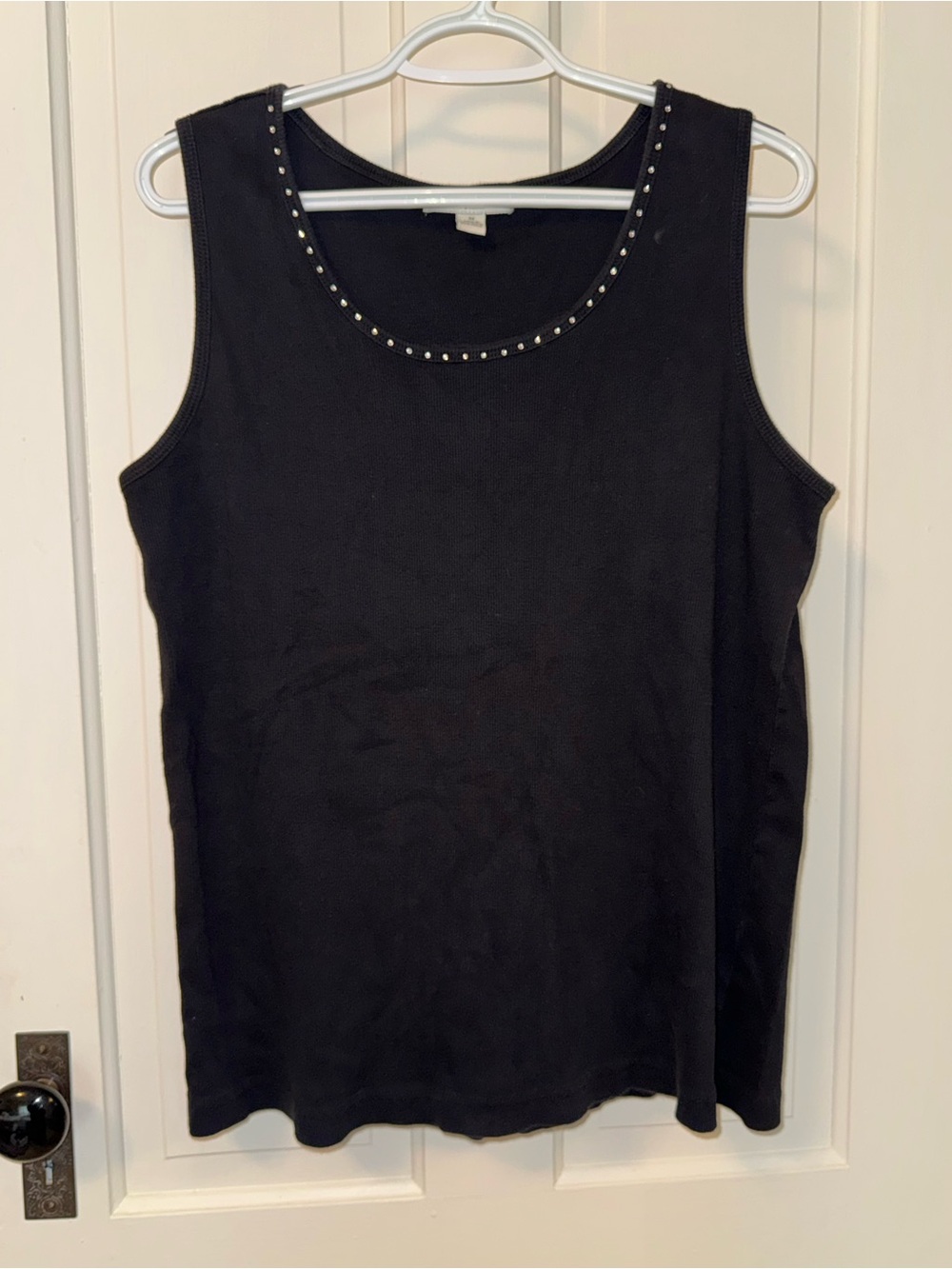 Carolyn Taylor Black Rhinestone Trim Scoop Neck Tank Size 3X Womens